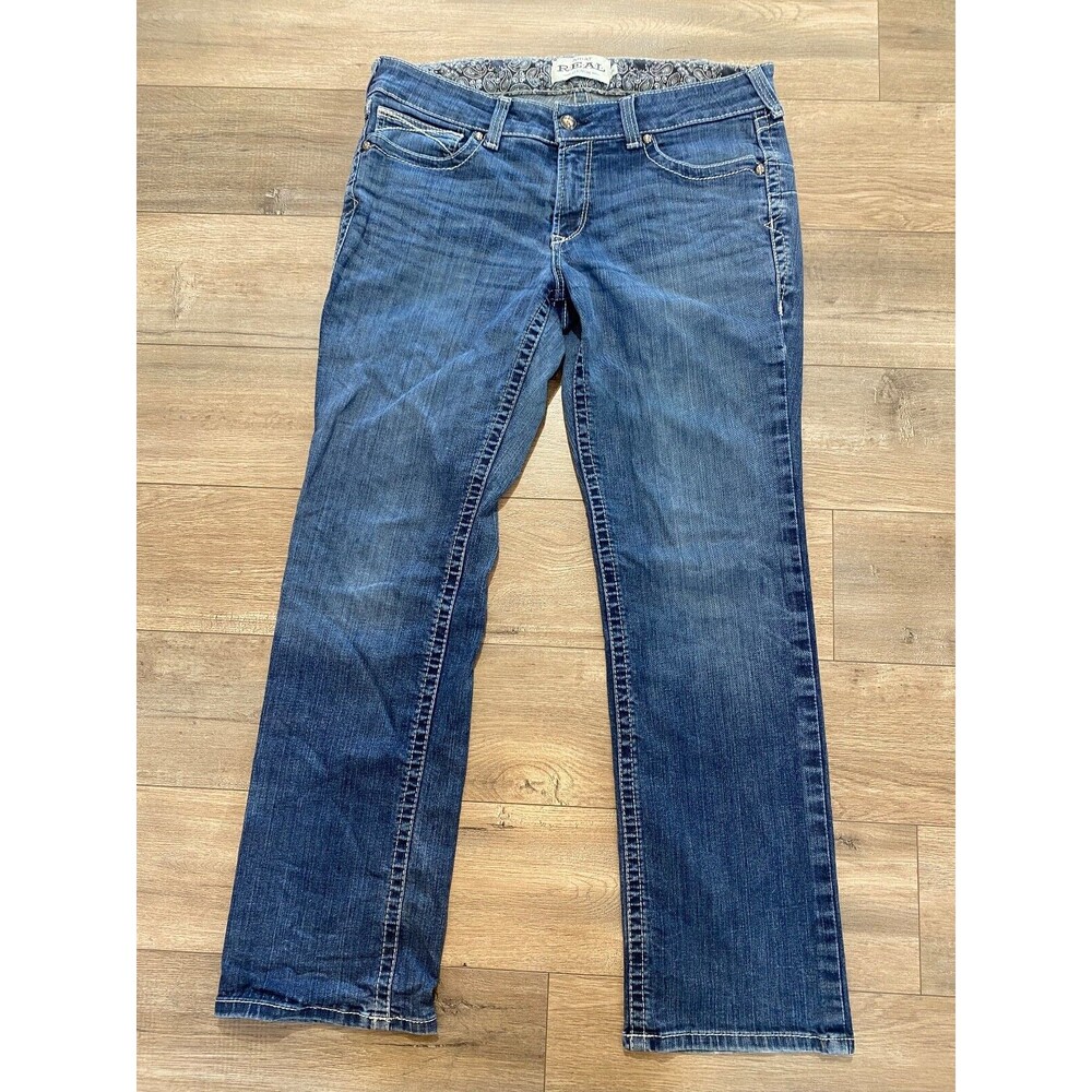 Ariat Real Jeans Womens 33R Boot Cut Mid Rise Stretch Western Cowboy Blue Denim